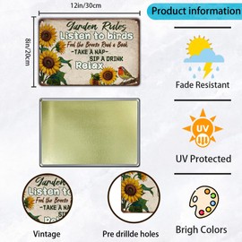 KIYOYO Vintage Garden Rules Metal Tin Sign 8x12 Inch Garden Rules Metal Poster Funny Garden Rules Sign Home Kitchen Garden Patio Yard Garden Shed Restaurant Bathroom Are Wall Decor