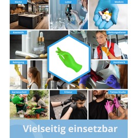 Disposable Gloves Pack of 100 | S | Nitrile Gloves Green | Powder-Free, Latex-Free Disposable Gloves | Tear-Resistant & Sensitive | EN 455 & EN 374 | Sizes S, M, L