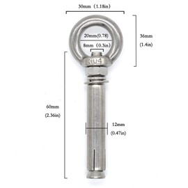 Expansion Bolt M8 x 60mm Anchor Bolt 304 Stainless Steel Expansion Anchor Bolts Eye Bolts Heavy Duty Eyebolt Expansion Screw for Masonry Concrete Wall 5PCS