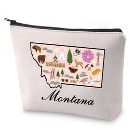 BLUPARK Montana State Map Cosmetic Bag Montana Mom Gift Montana Travel Makeup Bag Montana Lover Gift (Montana)