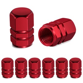 Soleebee Alloy Valve Caps, Tyre Valve Stem Caps, Car Accessories, Universal Valve Caps, Dust Protection, Air Nozzle Cap, Car Decoration Accessories for Car, Motorcycle, Bicycle (Red, Pack of 8)