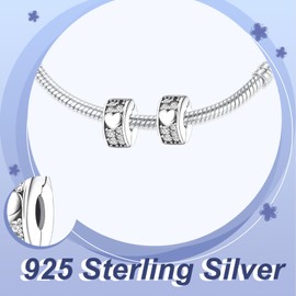 Simphman 925 Sterling Silver Love Heart Charms Dangles for Bracelets and Necklaces, Gift Jewellery for Women, Girls, Family and Friends, Cubic Zirconia