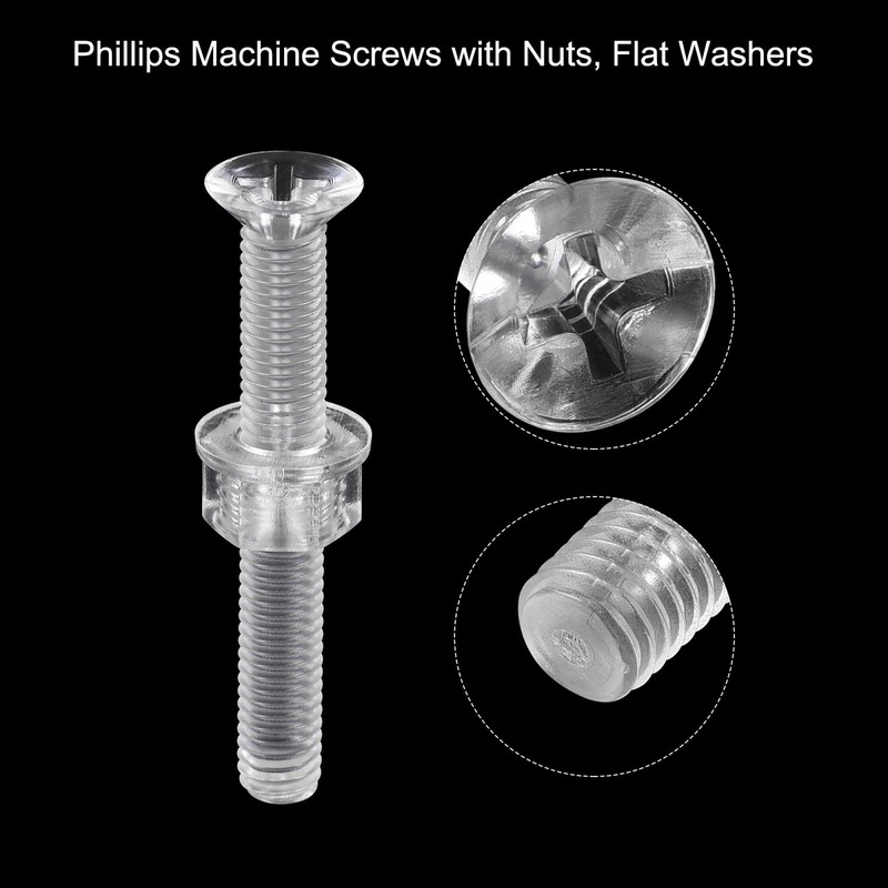 sourcing map M5 x 40mm Plastic Phillips Machine Screws with