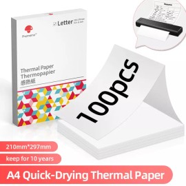 Phomemo M08F Original Portable A4 Legit Bluetooth Printer for Travel TATTOO  LOT - 100 Sheets Thermal A4 Printing Paper