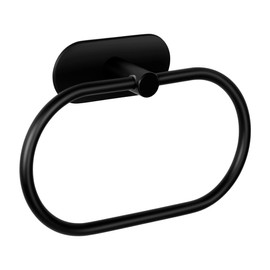 Ambrosya - Towel Rail without Drilling - Bathroom Hook Holder Towel Hook Towel Ring Wall for Gluing (Stainless Steel (Black))