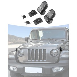 Summleaf Locking Hood Latches with Keys for Jeep Wrangler JL JT Gladiator 2018+, Anti-Theft Hood Engine Buckle Lock Catch Bonnet Fastener,Exterior Accessories Black 6PCS