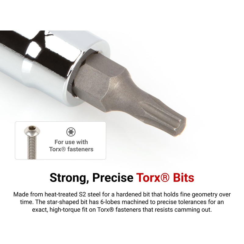 TEKTON 1/4 Inch Drive Torx Bit Socket Set with Rail,
