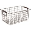 Pearl Metal N-8317 Basket, Brown, Small Wire Basket, Wood Handle