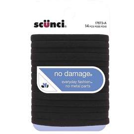 Scunci No Damage Hair Elastics, Black 14 ea (Pack of 10)