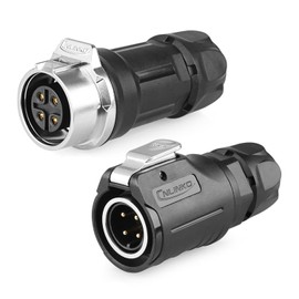 CNLINKO LP-16 4 PIN Industrial Waterproof Connector, IP68 Circular Connector, PBT Plastic Shell Quick Plug Aviation Connector M16 Male Plug and Female Plug (4 Pin
