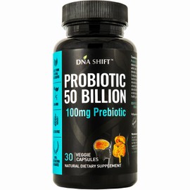 DNA SHIFT DNA SHIFT Probiotics 50 Billion - 11 Strain Live Probiotic Prebiotic for Men & Women - Best to Support Digestive & Immune Health. with Lactobacillus Gasseri - Guaranteed Potency to Expiration