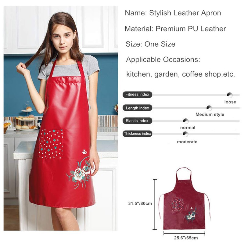 SEIFINI Premium PU Kitchen Aprons for Women with Pocket, Oil