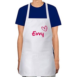 Makoroni - Evvy Name Apron Adjustable Kitchen Chef Apron with 2 Pockets Cooking Baking, DesR63