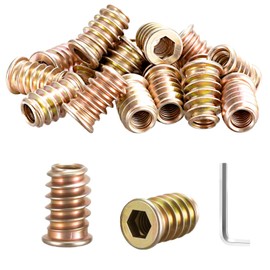 jwtyu Pack of 45 Screw-in Nuts M8 x 20 mm M8 Galvanised Ramp Sleeve with Wrench Hexagon Socket Thread Insert Wood for Fibreboard Plywood and Wooden Furniture