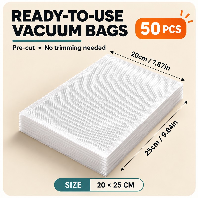 50-Pack Vacuum Food Storage Bags for Food Preservation – Reusable