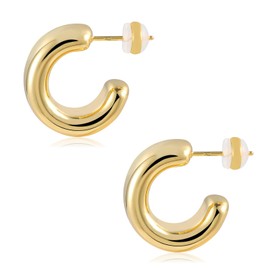 ALEXCRAFT 14K Chunky Ohrringe Gold Klein Creolen Gold Breit Geschenk für Frauen Freundin Mama Mädchen