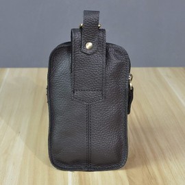 Le'aokuu Mens Womens Unisex Genuine Leather Fanny Waist Hip Bum Hook Belt Hang Bag Pack 1609 (Black)