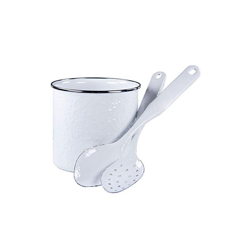 Golden Rabbit Enamelware - Solid White Pattern - Utensil Holder