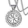 FaithHeart Vegvisir Pendant Necklace for Men Stainless Steel Norse Viking