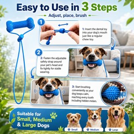 OKNIAO Dog Toys Dual-Action Teeth Cleaning Mouth Prop, Chew Toy for Easier Brushing Oral Care, for Daily Home Use, for Small Medium Large Dogs (2 PCS)