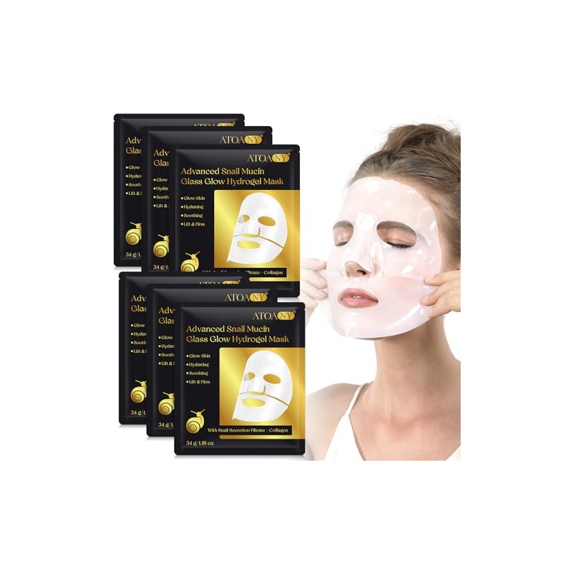 Advanced Snail Mucin Glass Glow Hydrogel Mask, Bio Collagen Real