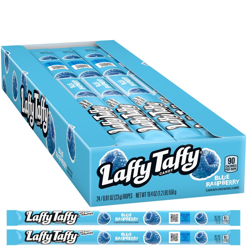 Blue Raspberry Taffy Rope Candy, 24 Pack, Taffy Candy, Individually