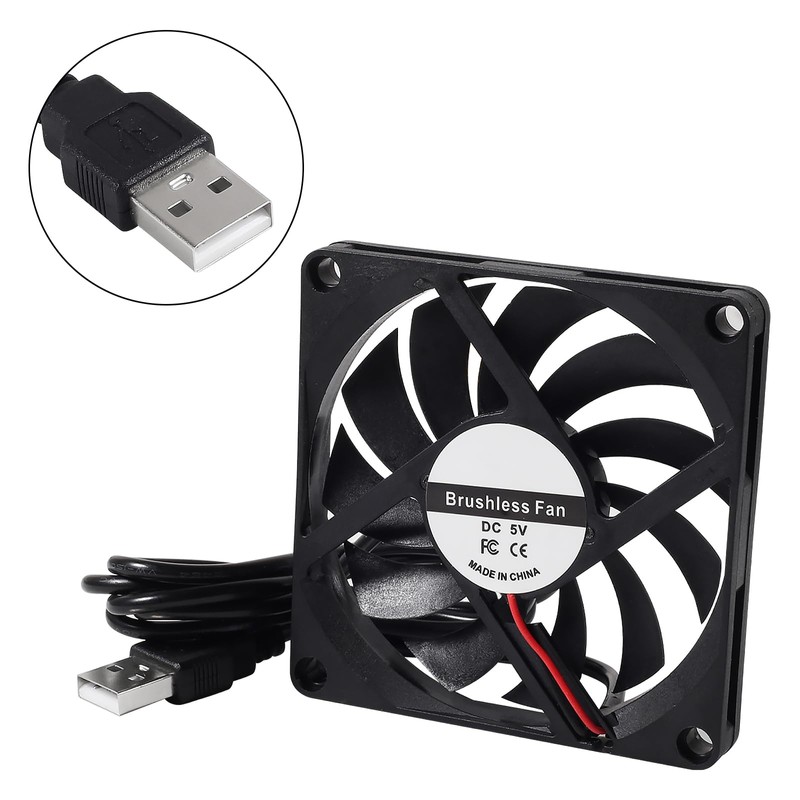 DIANN 2pcs 8010 Cooling Fan 5V 0.27A USB 80x80x10mm Brushless