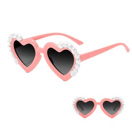 Baby Sunglasses Children's Sunglasses 3-9 Years, Polarised Children's Sunglasses, Funny Heart-Shaped Party Sunglasses, UV400 Protection, Pearl, Vintage Heart for Toddlers, Girls, Boys, Beach Party