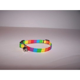 handmade Wet Nose Designs Bright Rainbow Colored Stripe CAT COLLAR Retro Vintage