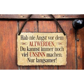 Blechschilder Grandma-Grandpa Sign with Text in German, 18 x 12 cm