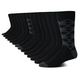 Van Heusen Men's Dress Socks - Lightweight Comfort Crew Socks (14 Pack), Size 6-12.5, Black Multi