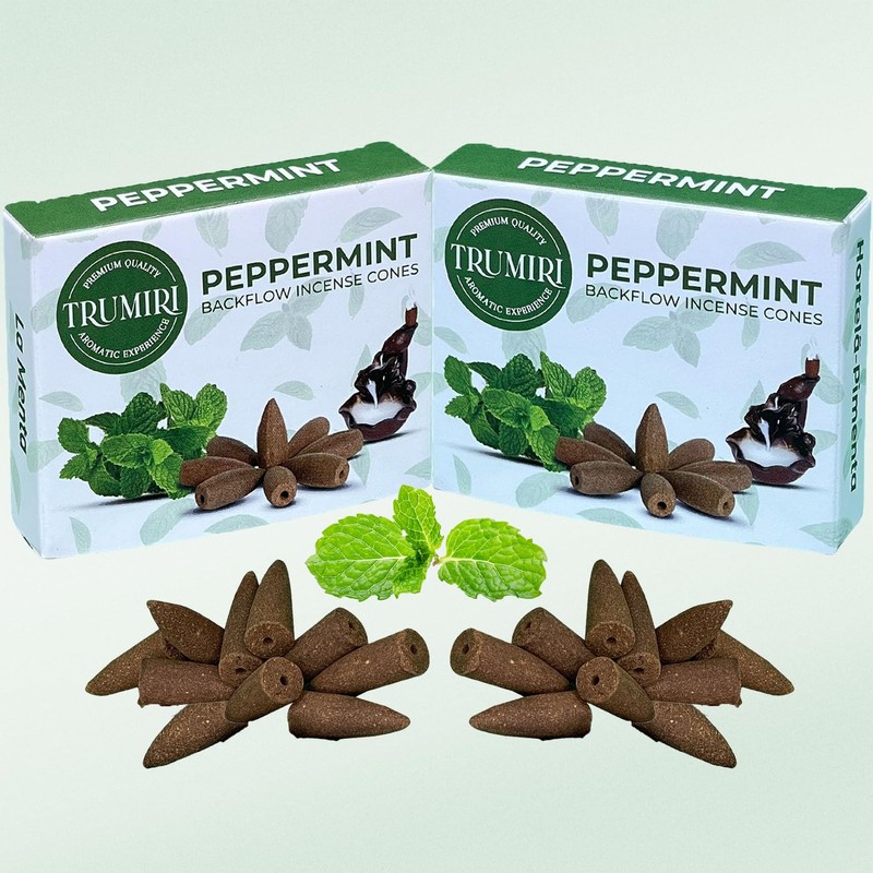 Peppermint Backflow Incense Cones - Total 20 Incense Cones Waterfall