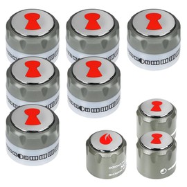 JKLESA 67692 Control Knob Kit 9 Pack, Compatible with Weber Summit 660/670 Grill Knobs, Includes 6 Main Burner Ignition Control Knobs, 1 IR Knob, 1 Smoke and 1 Grill Burner Control Knob