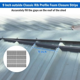 Sthovd 9 in Outside Foam for Metal Roofs Classic Rib Profile Foam Closure Strips Fit for Metal Roofing R Panels 3 Feet Long Roof Closure Strips(Updated Material and Self-Adhesive) -20 Pcs