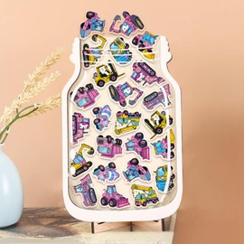 Qigfucm Unicorn Construction Magnetic Reward Jar for Classroom Teacher Kids Potty Training Acrylic Chore Chart for Kids Incentive Good Behavior Management Tools Back to School (8"x5.2")