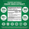 Zazzee High Strength Grape Seed 50:1 Extract, 180 Vegan Capsules,