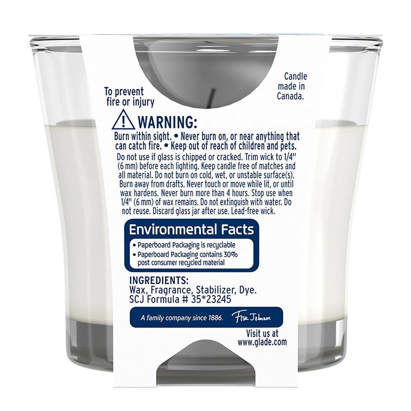 Glade Candle Jar, Air Freshener, Clean Linen, 3.4 Oz
