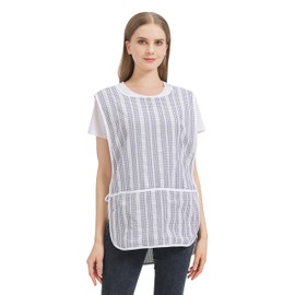 Nanxson Women Cobbler Apron with 2 Patch Pockets,Smock with Side Ties for Work Chef kitchen CF3186 Blackstrip M