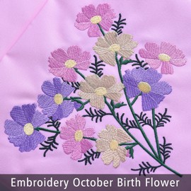 LParkin Birth Month Flower Embroidery Book Cover with Zip, October Cosmos Birthflowers Book Cover Fabric, Birthday Flower Book Bag Gifts for Book Lovers