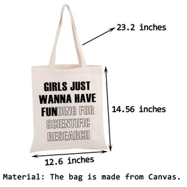 PWHAOO Scientific Research Tote Bag Girls Just Wanna Have Funding For Scientist Research Tote Bag Phd Scientist Gift, Girls Just Wanna Tote