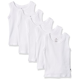 HonestBaby baby boys Muscle Tee Sleeveless T-shirt Multi-packs and Toddler Tank Top, 5-pack Bright White, Newborn US