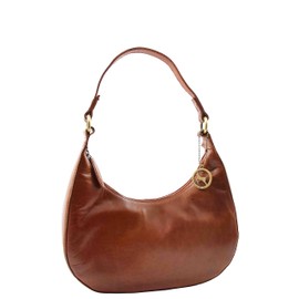 A1 FASHION GOODS Classic Shoulder Hobo Real Leather Zip Bag Womens GEMMA (Cognac)