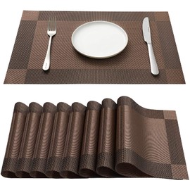 Placemats set of 8 PVC Table Mats Washable Heat Resistant Non Slip Heat Insulation for Kitchen and Dining Room 45CM x 30CM