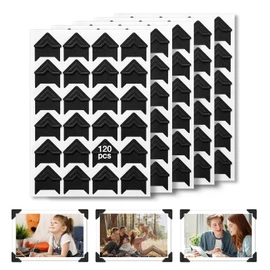 CHIALLCO Acid Free Photo Corners Self-Adhesive, 120 Pcs Premium Photo Corners for Scrapbooking, Black Photo Picture Mounting Corners for Photo Album, DIY Scrapbook Stickers, Memory Books, Diary