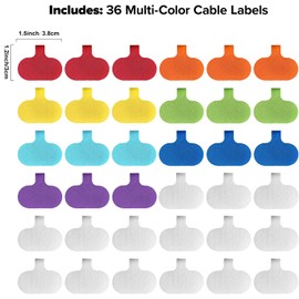 36 PCS Cable Labels, Multi-Color Write On Cord Labels Wire Tags for Electronics, Computers Cable Management and Identification