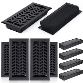 Yaocom 8 Pcs Floor Register with Cover Trap 4x10 Inch Set Including 4 Pcs Walkable Design Vent Covers 4 Floor Register Trap Screen Vent Mesh Filters for Home Replacement