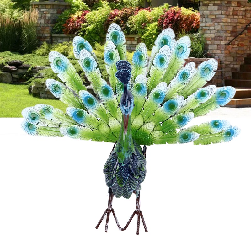 Metal Peacock Statue Realistic Easy DIY Assembly Beautiful Peacock Statue