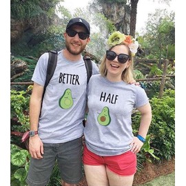 Couple Shirt for Him&Her Funny Couple T-Shirt Better&Half Summer 1 Piece(Grey-Better,L)
