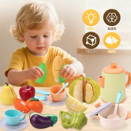 RUIDYA Pretend Play Set, Food, Educational Toy, Vegetables, Fruits, Pots, Pretend Play Utensils, Fruits, Realistic Foods, Pretend Play, Parent-child Play, Girls, Boys, Popular, Birthday Gift