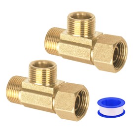 Lead-Free Brass Add-A-Tee Valve, 3/8" Compression Inlet x 3/8" Outlet x 3/8" Outlet Easy Connect Tee, Built-in Sealing Gasket with Faucet, Dishwasher,Toilet Tank etc